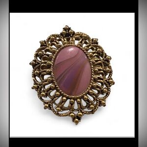 👑 Vintage Pink Costume Statement Brooch #7456